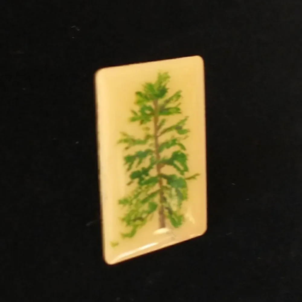 Artist Handpainted Pine Tree Pin Tie Tack Lapel Pin Brooch Fir Enameled 2005.  C